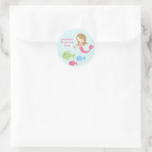 Schattige meisje zeemeerminnen verjaardagsfeestje ronde sticker (Tas)