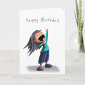 Schattige Meisje Zingende Verjaardag Kaart (Voorkant)