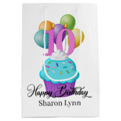 schattige meisjes 10e verjaardag cupcake medium cadeauzakje (Achterkant)