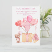 Schattige meisjes 1e verjaardag save the date (Staand voorkant)