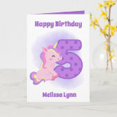 schattige meisjes 5th Birthday unicorn voegen naam Kaart (Gele Bloem)