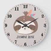 schattige meisjes baby decor sloth grote klok (Voorkant)