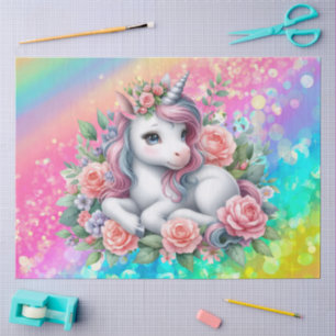 Schattige meisjes baby eenhoorn decoupage  tissuepapier