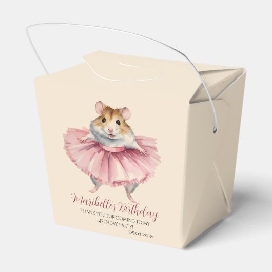 Schattige Meisjes Ballerina Hamster Verjaardag Dan Bedankdoosjes (Achterkant)