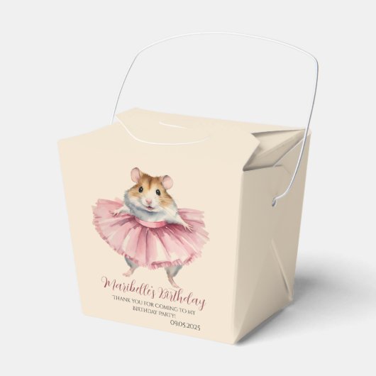 Schattige Meisjes Ballerina Hamster Verjaardag Dan Bedankdoosjes (Voorkant Zijde)