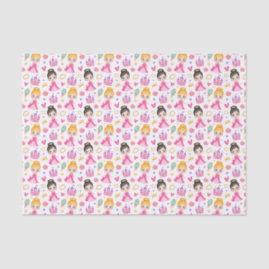 schattige meisjes betegeld prinsespatroon tissuepapier (Voorkant)