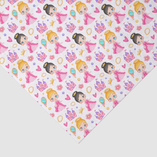 schattige meisjes betegeld prinsespatroon tissuepapier (Detail)