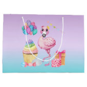 schattige meisjes Birthday flamingo voegen naam to Groot Cadeauzakje (Achterkant)
