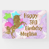 schattige meisjes Birthday unicorn voegen naamfees Spandoek (Horizontaal)