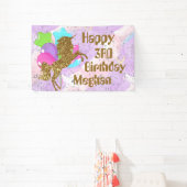 schattige meisjes Birthday unicorn voegen naamfees Spandoek (Insitu)