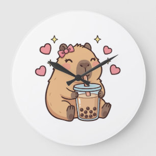 Schattige Meisjes Capybara Ramen Kawaii Thee Kawai Grote Klok