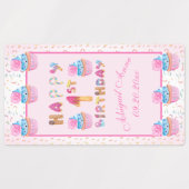 Schattige Meisjes Cupcakes Happy 1st Verjaardagsla Labels (Design 2)