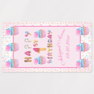 Schattige Meisjes Cupcakes Happy 1st Verjaardagsla Labels