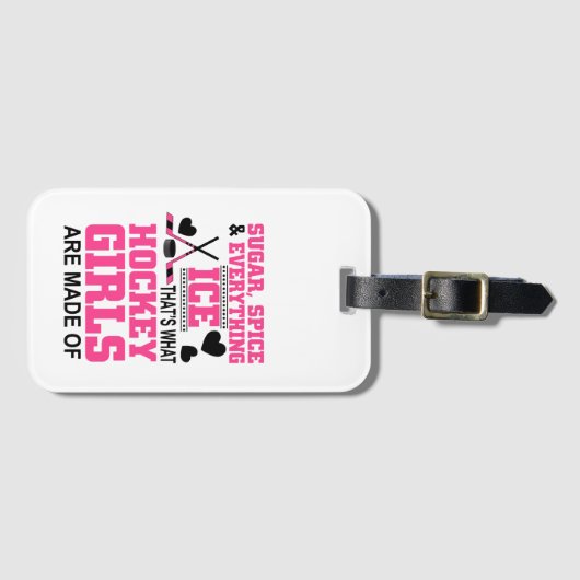 schattige meisjes die ijshockey hebben met suiker bagagelabel (Voorkant (horizontaal))