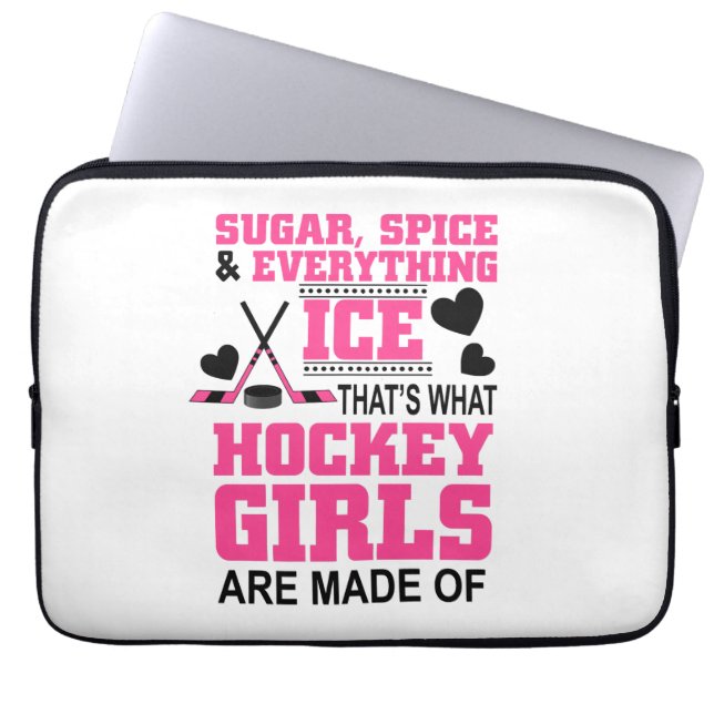 schattige meisjes die ijshockey hebben met suiker laptop sleeve (Voorkant)