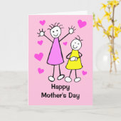 Schattige meisjes en harten Moederdag Kaart (Gele Bloem)