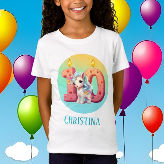 schattige meisjes fantasie eenhoorn 10e verjaardag t-shirt