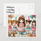 Schattige meisjes gefeliciteerd met je verjaardag  briefkaart (Voorkant / Achterkant)
