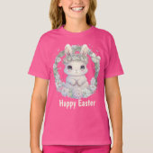 schattige meisjes Happy Easter bunny T-shirt (Voorkant)