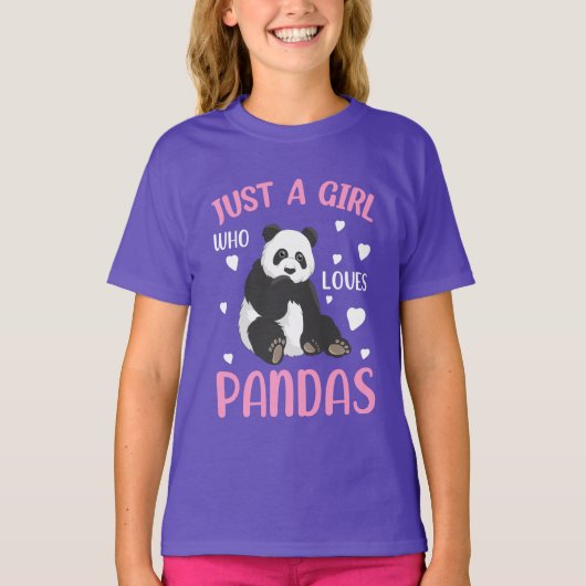 schattige meisjes panda beer houdt van woordkunst t-shirt (Voorkant)