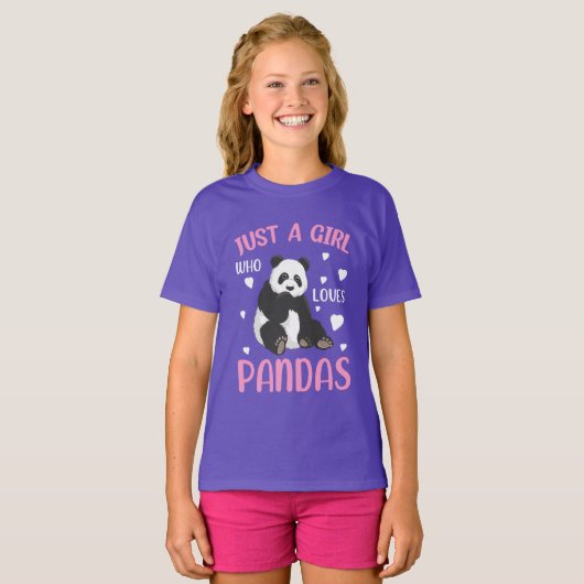 schattige meisjes panda beer houdt van woordkunst t-shirt (Voorkant volledig)