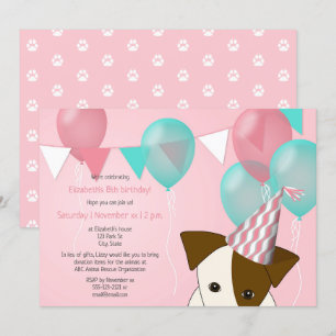 schattige meisjes puppy party roze blauwgroen ball kaart