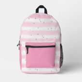Schattige Meisje's Roze Witte Strepen Stippen Bedrukte Rugzak (Voorkant)