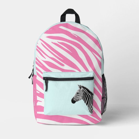 Schattige Meisje's Roze Zebra Monogram Bedrukte Rugzak (Voorkant)