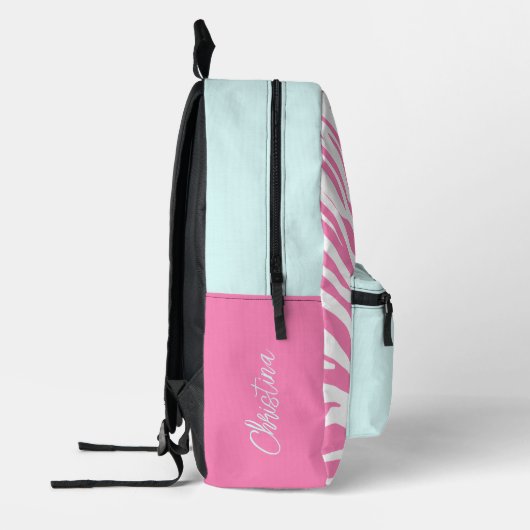 Schattige Meisje's Roze Zebra Monogram Bedrukte Rugzak (Links)