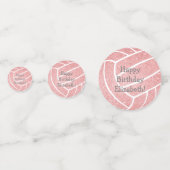 schattige meisjes verjaardagsfeest roze volleybal confetti (Voorkanten)
