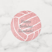 schattige meisjes verjaardagsfeest roze volleybal confetti (Kleine voorkant)
