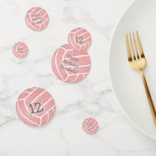 schattige meisjes verjaardagsfeest roze volleybal confetti