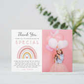 Schattige Meisjes Verjaardagspastel Regenboog Part Bedankkaart (Staand voorkant)