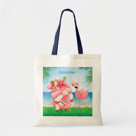 schattige meisjes Zomstrand Friends flamingo gnome Tote Bag