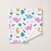 Schattige meisjesachtig handgetekend dinosauruspat bad handdoek (Wasdoekje)