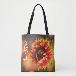 Schattige Meisjesachtige Aangepaste Naam Bloem Tote Bag
