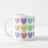 Schattige Meisjesachtige Pastel Regenboog Harten Koffiemok (Links)