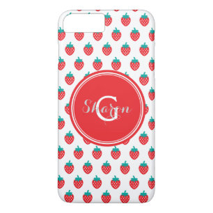 Schattige meisjesachtige rode witte aardbeipatroon Case-Mate iPhone case