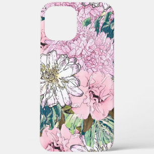 Schattige meisjesachtige roze en witte bloemillust Case-Mate iPhone case