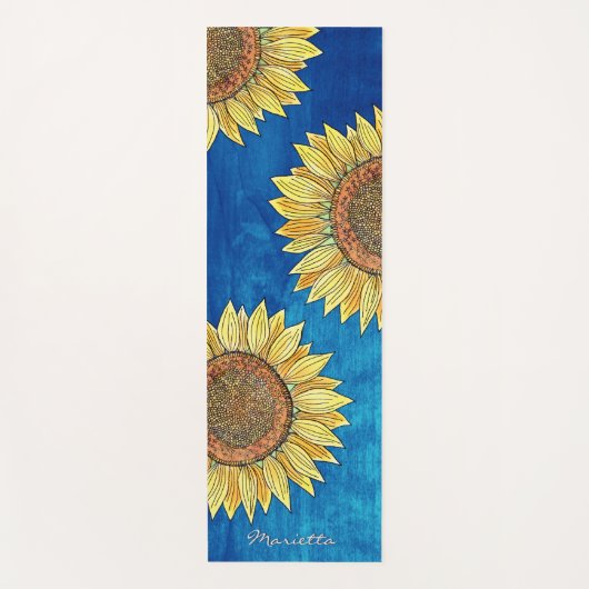  Schattige meisjesachtige rustieke boho zonnebloem Yogamat (Voorkant)