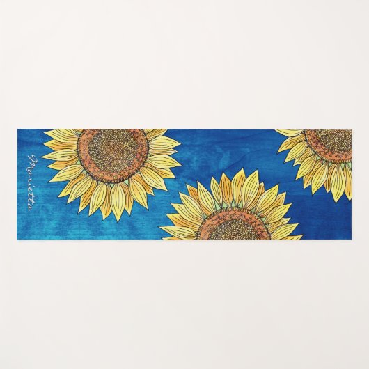 Schattige meisjesachtige rustieke boho zonnebloem Yogamat (Voorkant (horizontaal))