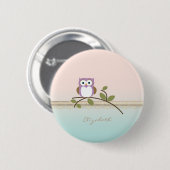 Schattige Meisjesachtige Zachte Uil,Persoonlijk Ronde Button 5,7 Cm (Voorkant /achterkant)