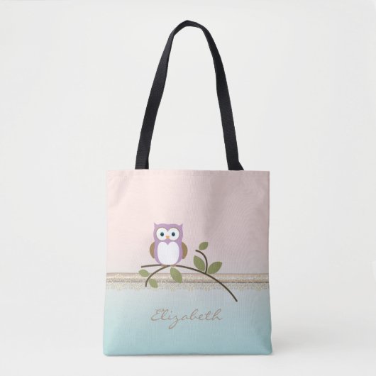 Schattige Meisjesachtige Zachte Uil,Persoonlijk Tote Bag (Voorkant)