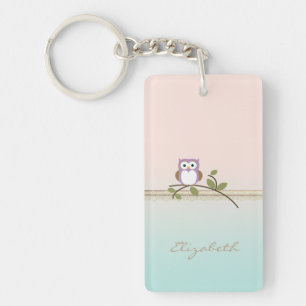 Schattige Meisjesachtige Zachte Uil Sleutelhanger