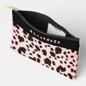 Schattige meisjespastel roze naam en zwart Koe pat Etui (Open)