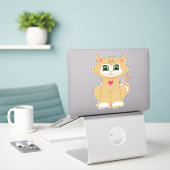 Schattige Melin Kitty Cat Sticker (Laptop op bureau)
