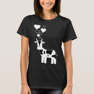 Schattige melkkoe met harten-Ik hou van koeien T-shirt
