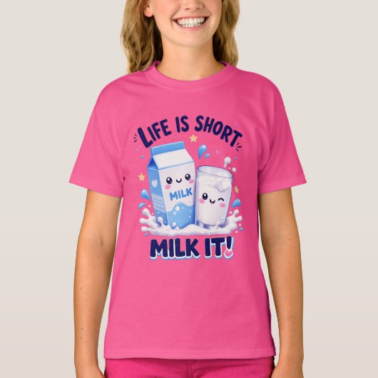 Schattige Melkliefhebber T-shirt (Voorkant)