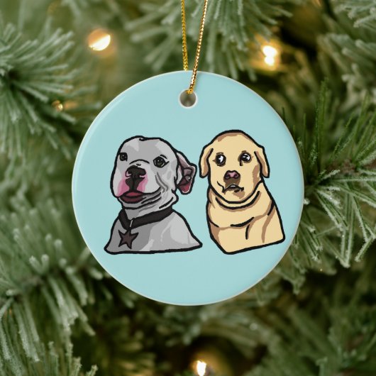Schattige Meme Honden Keramisch Ornament (Boom)