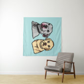 Schattige Meme Honden Wandkleed (In Situ (horizontaal))